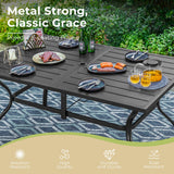 MAISON ARTS 7-Piece Patio Dining Set, Rectangle Metal Table and 6 Textilene Fabric Padded Armchairs