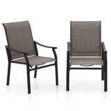 MAISON ARTS 7-Piece Patio Dining Set, Rectangle Metal Table and 6 Textilene Fabric Padded Armchairs