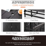 7-Piece Patio Dining Sets , 6 Textilene Fabirc Chairs and 1 Metal Table with 2.1'' Umbrella Hole