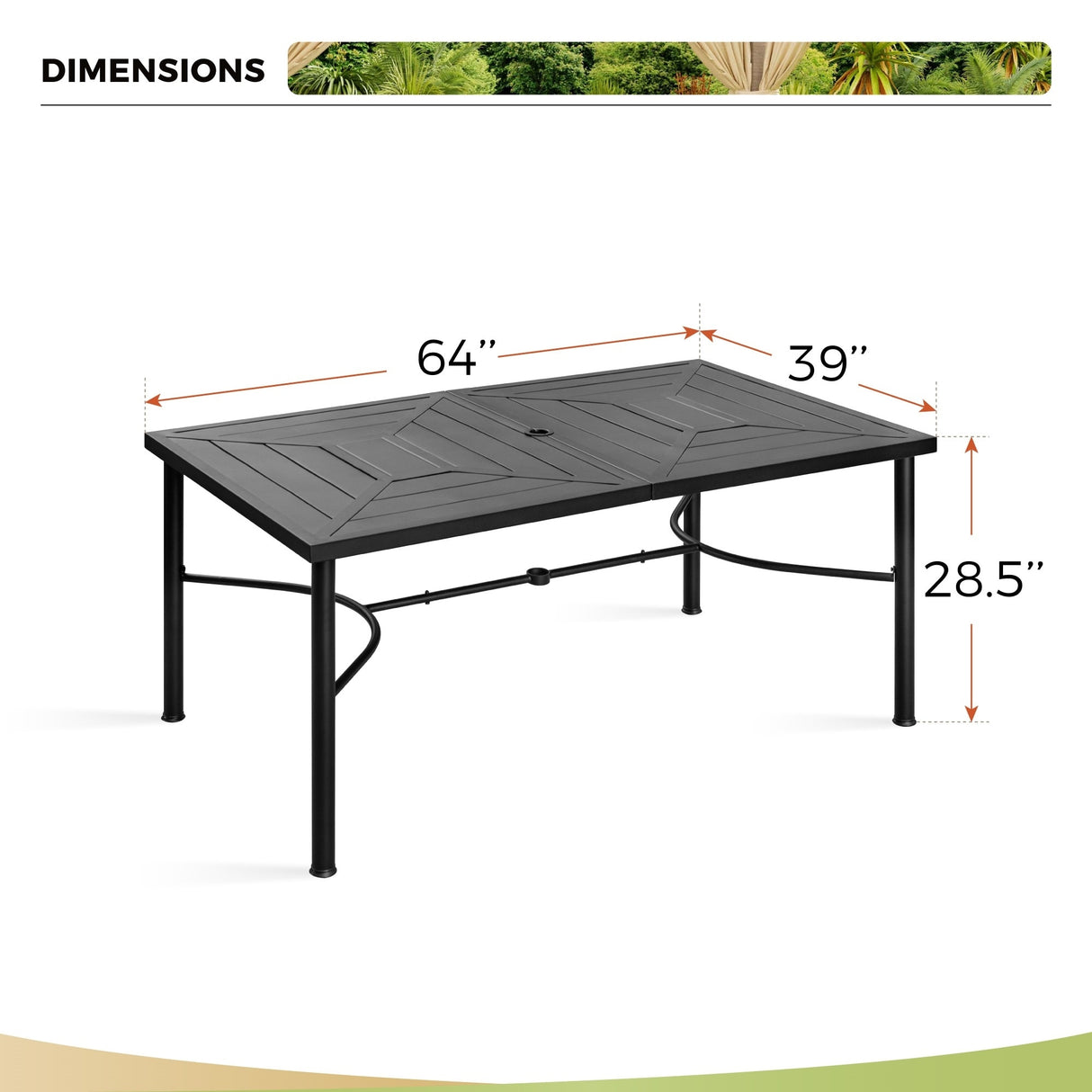 7-Piece Patio Dining Sets , 6 Textilene Fabirc Chairs and 1 Metal Table with 2.1'' Umbrella Hole