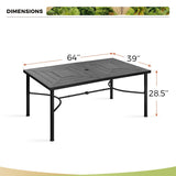 7-Piece Patio Dining Sets , 6 Textilene Fabirc Chairs and 1 Metal Table with 2.1'' Umbrella Hole