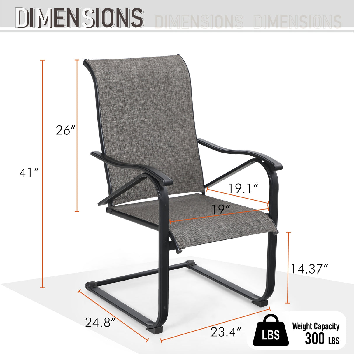7-Piece Patio Dining Sets , 6 Textilene Fabirc Chairs and 1 Metal Table with 2.1'' Umbrella Hole