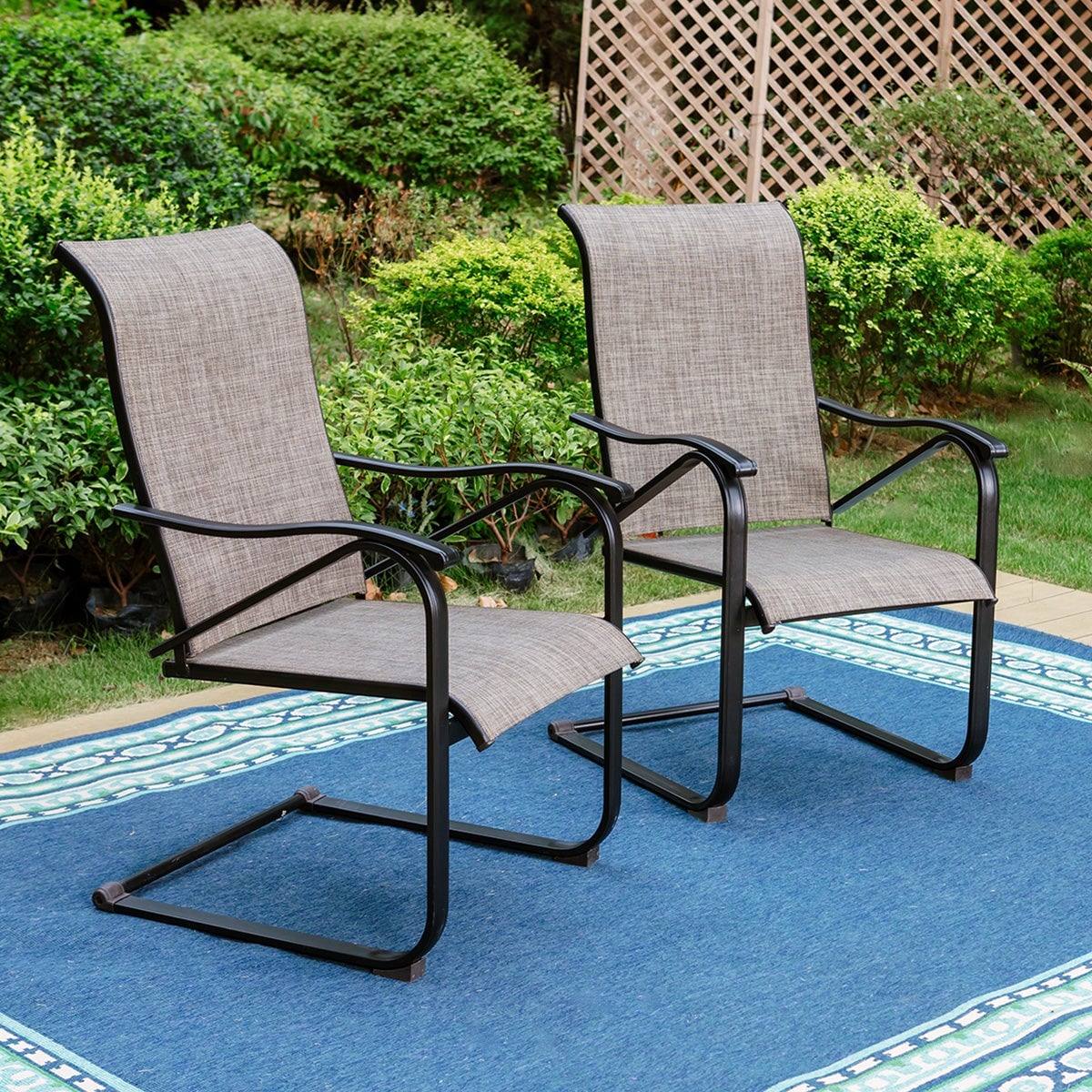 7-Piece Patio Dining Sets , 6 Textilene Fabirc Chairs and 1 Metal Table with 2.1'' Umbrella Hole