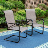 7-Piece Patio Dining Sets , 6 Textilene Fabirc Chairs and 1 Metal Table with 2.1'' Umbrella Hole