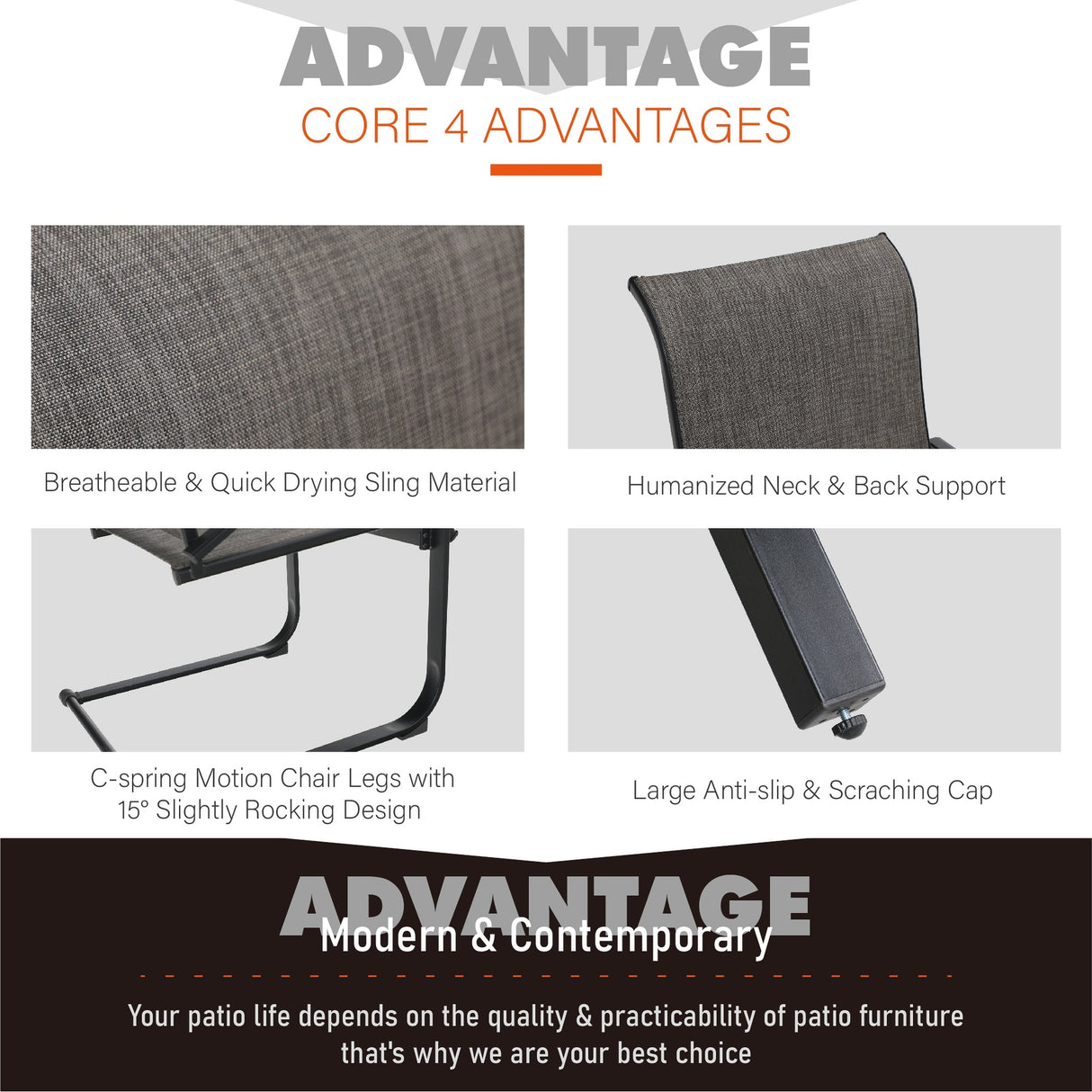 7-Piece Patio Dining Sets , 6 Textilene Fabirc Chairs and 1 Metal Table with 2.1'' Umbrella Hole