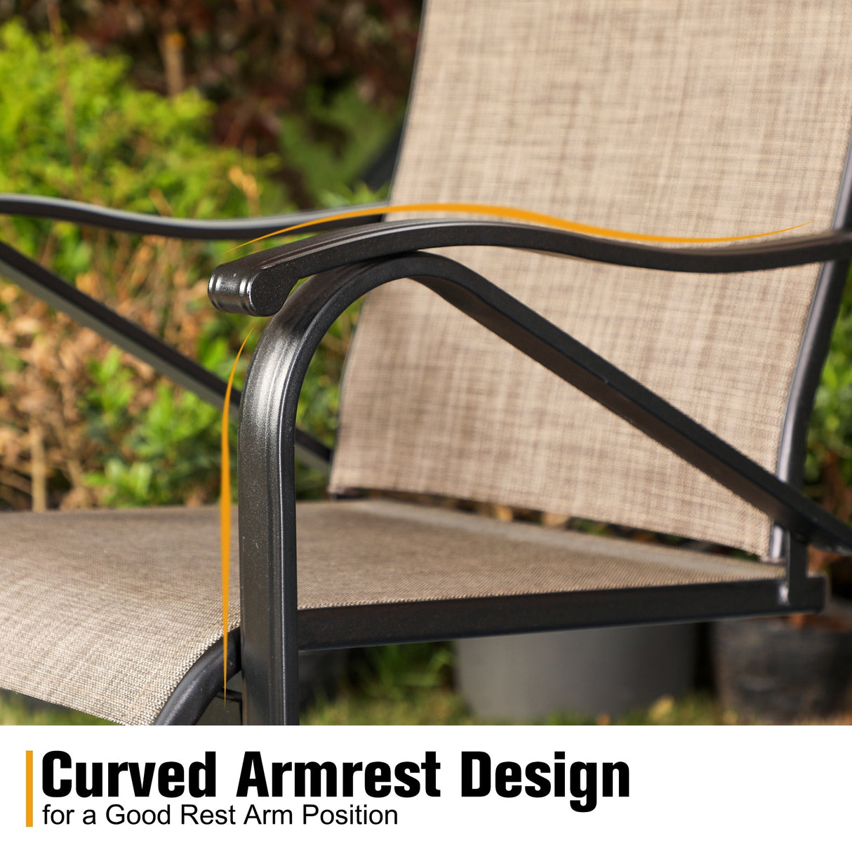 7-Piece Patio Dining Sets , 6 Textilene Fabirc Chairs and 1 Metal Table with 2.1'' Umbrella Hole