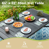 7-Piece Patio Dining Sets , 6 Textilene Fabirc Chairs and 1 Metal Table with 2.1'' Umbrella Hole
