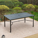 7-Piece Patio Dining Sets , 6 Textilene Fabirc Chairs and 1 Metal Table with 2.1'' Umbrella Hole