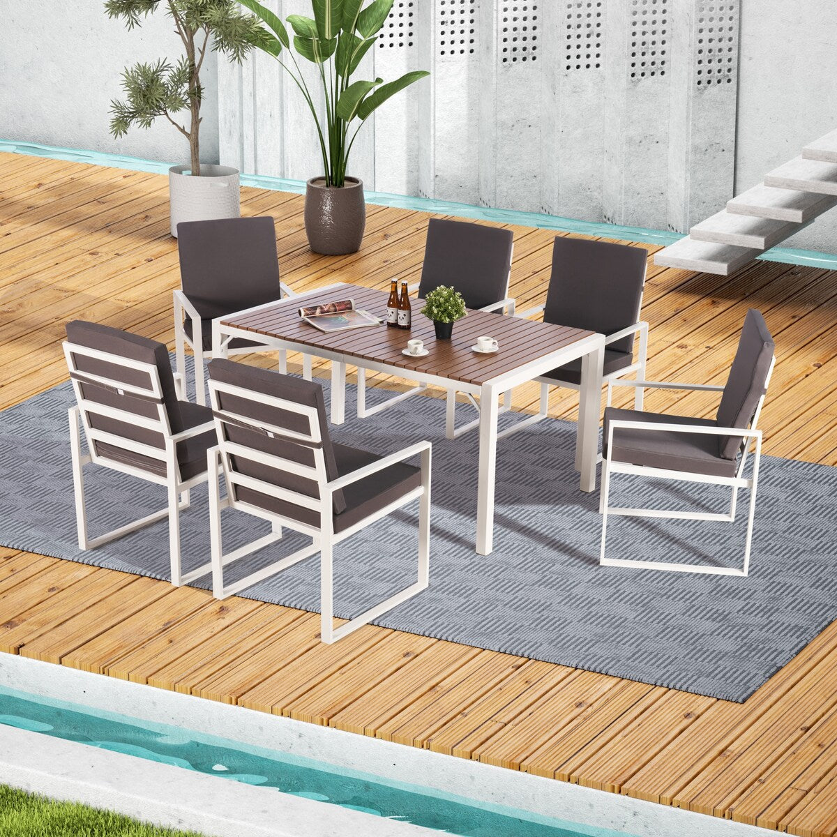 7 Piece Patio Dining Table Furniture Set Outdoor Dining Sets Dining C