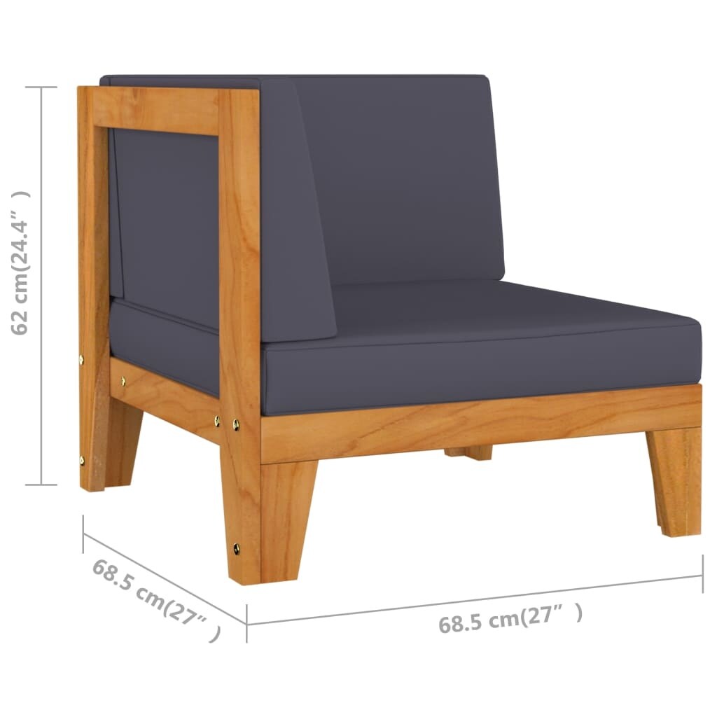 7 Piece Patio Lounge Set with Cushions Solid Acacia Wood