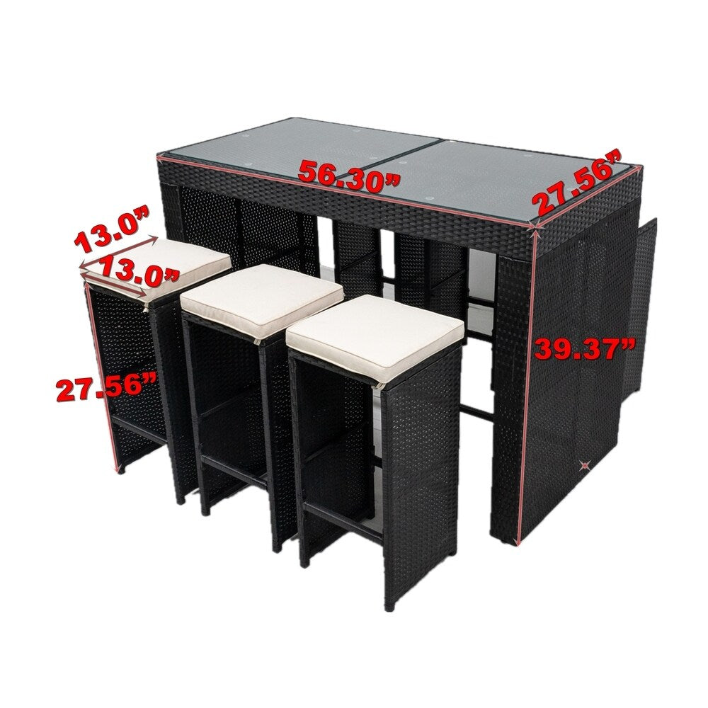 7 Piece Patio Outdoor Furniture Bar Set with 6 Stools