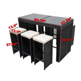 7 Piece Patio Outdoor Furniture Bar Set with 6 Stools
