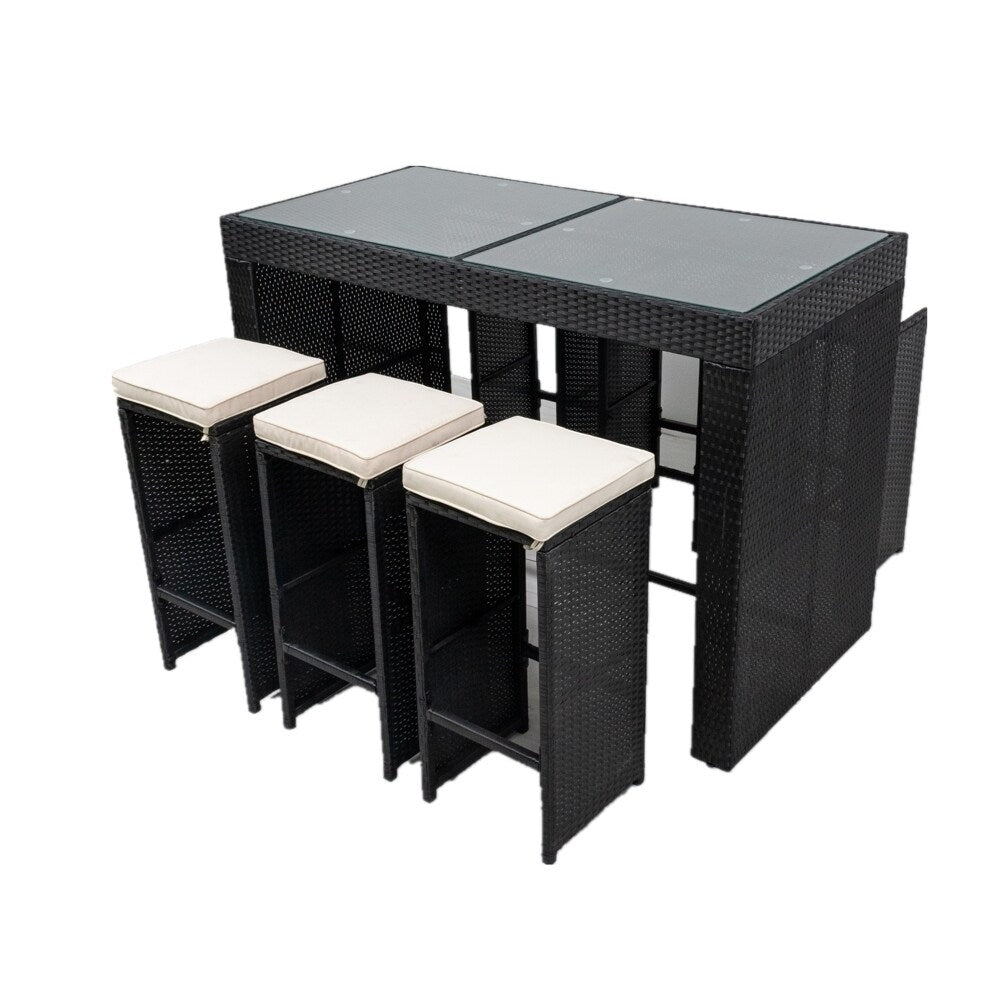 7 Piece Patio Outdoor Furniture Bar Set with 6 Stools