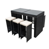 7 Piece Patio Outdoor Furniture Bar Set with 6 Stools