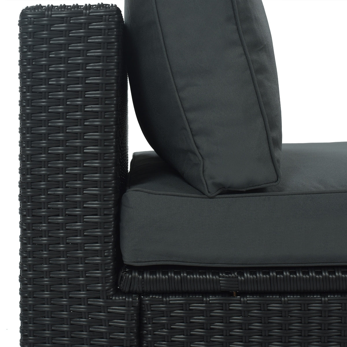 7-Piece Rattan Outdoor Wicker Conversation Sofa Set with Striped Green Pillows for Patio, Garden, Deck, Green