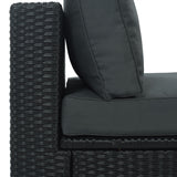 7-Piece Rattan Outdoor Wicker Conversation Sofa Set with Striped Green Pillows for Patio, Garden, Deck, Green
