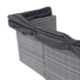 7-Piece Rattan Patio Sofa Set with Canopy