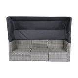 7-Piece Rattan Patio Sofa Set with Canopy