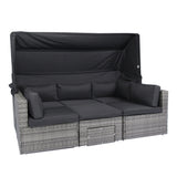 7-Piece Rattan Patio Sofa Set with Canopy