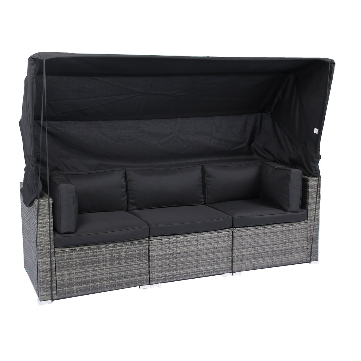 7-Piece Rattan Patio Sofa Set with Canopy