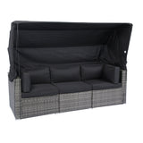 7-Piece Rattan Patio Sofa Set with Canopy