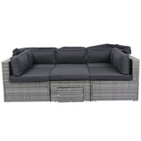 7-Piece Rattan Patio Sofa Set with Canopy