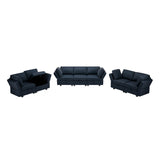 7 Piece Sofa Set with One 3-Seater Sofa and Two 2 Loveseats