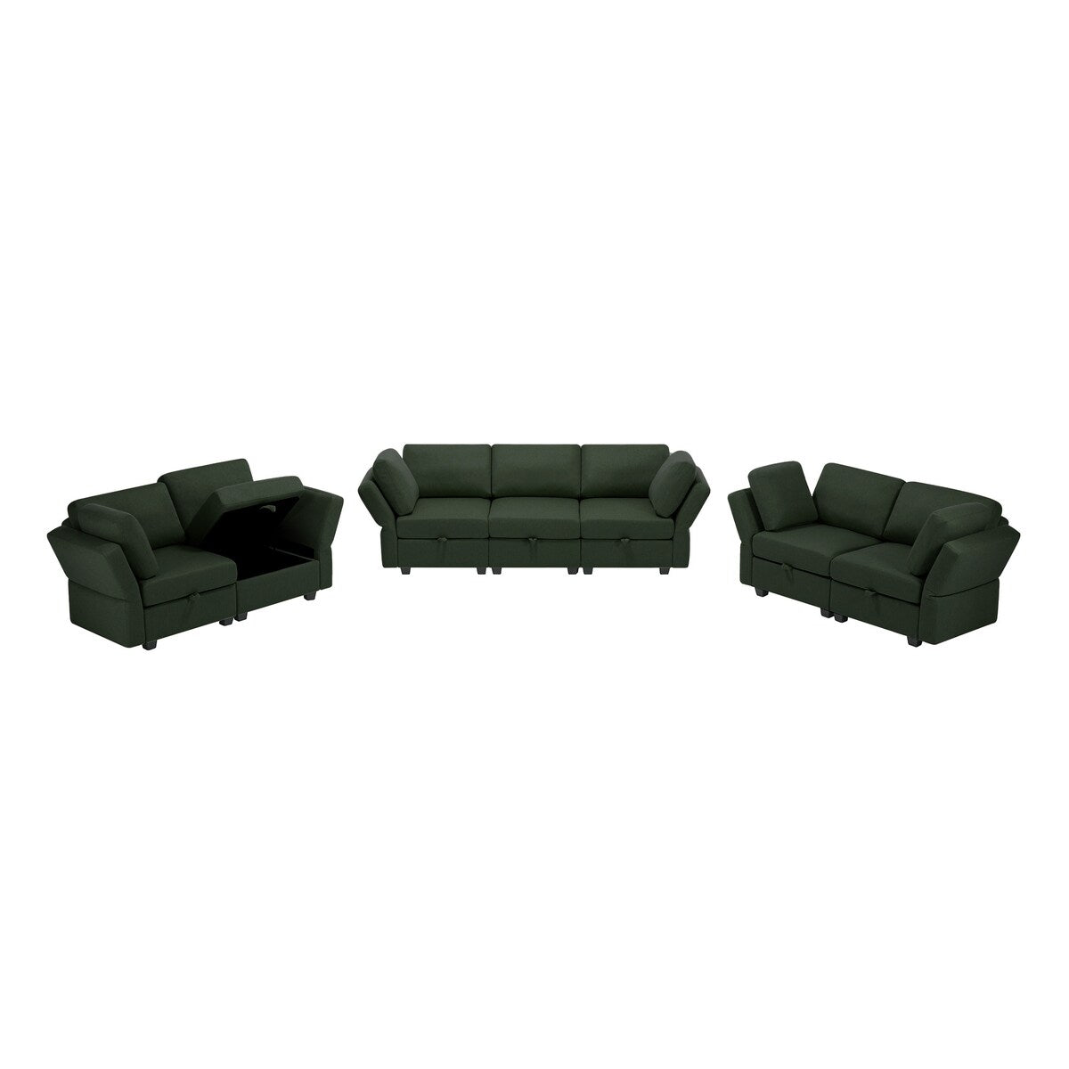 7 Piece Sofa Set with One 3-Seater Sofa and Two 2 Loveseats