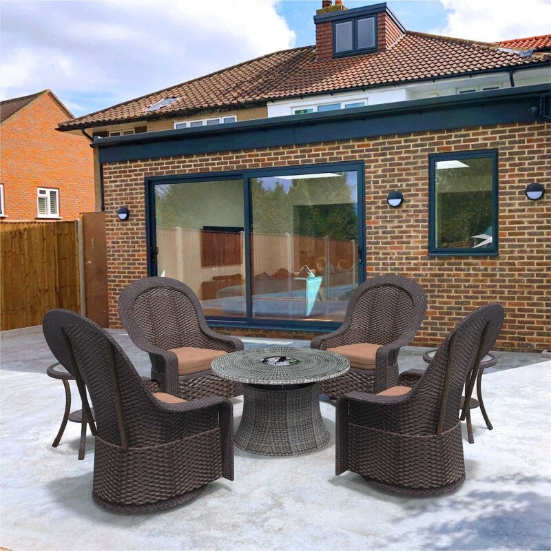7-Piece Swivel Chairs Chat Set with Round Coffee Table