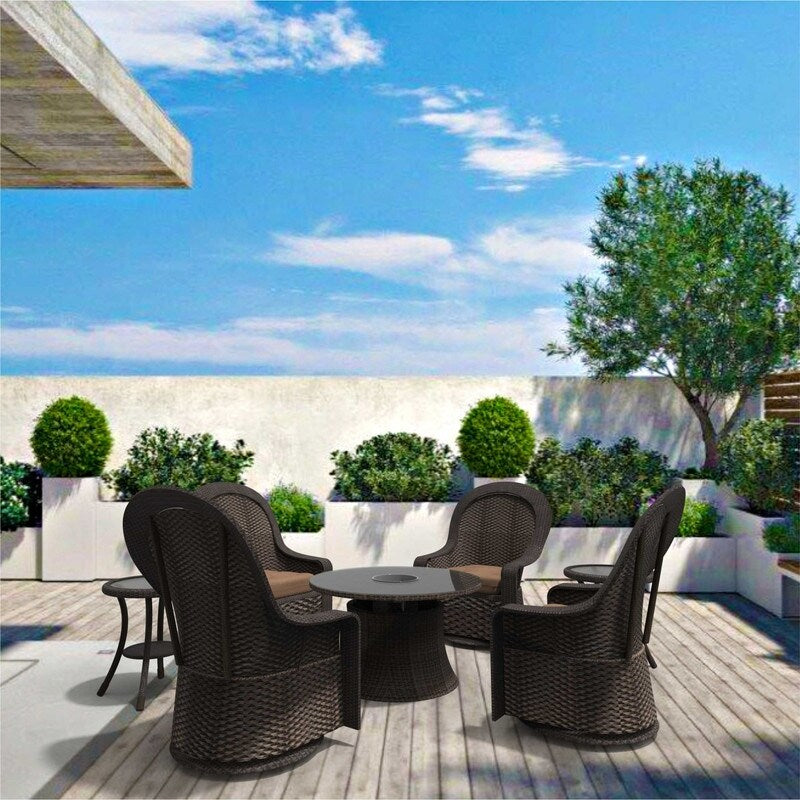 7-Piece Swivel Chairs Chat Set with Round Coffee Table