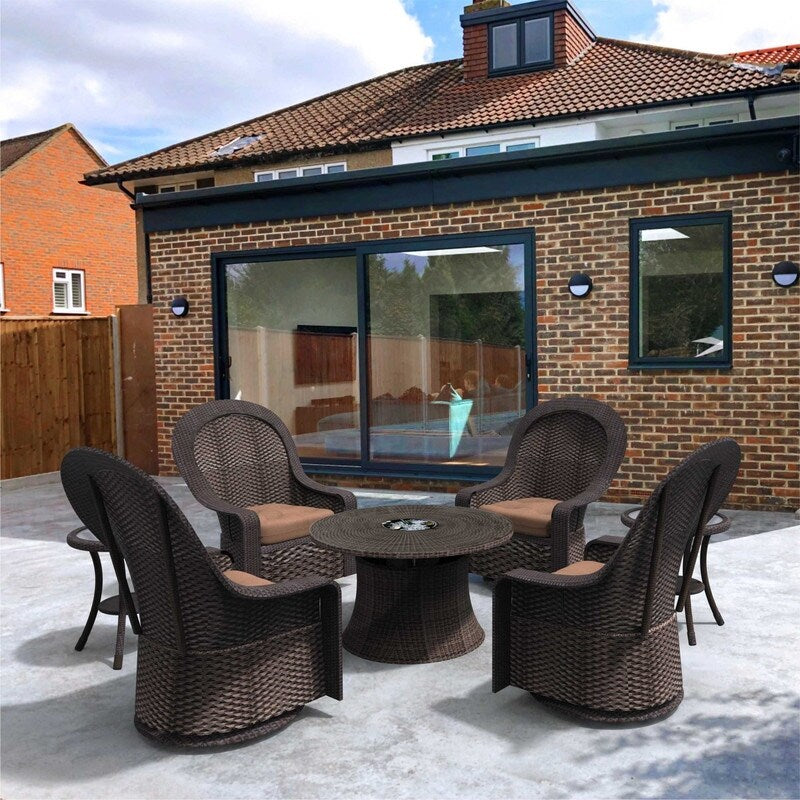 7-Piece Swivel Chairs Chat Set with Round Coffee Table