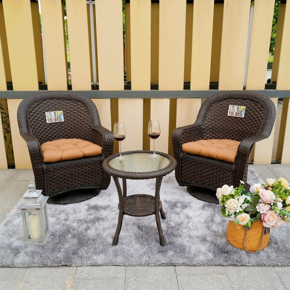 7-Piece Swivel Chairs Chat Set with Round Coffee Table