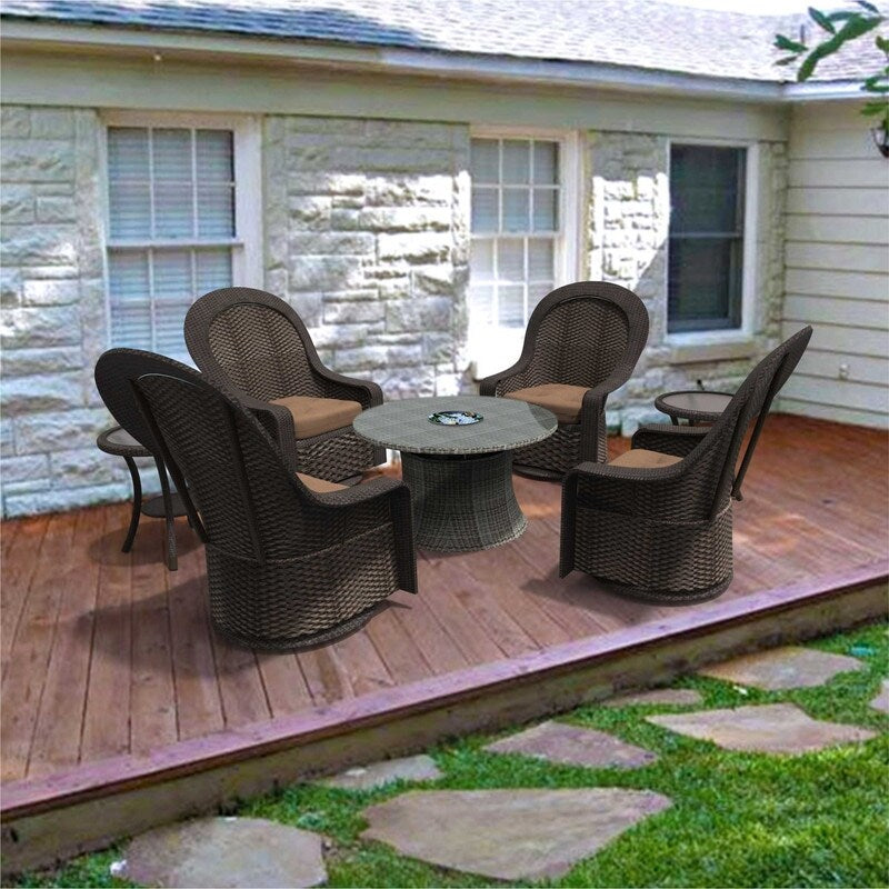 7-Piece Swivel Chairs Chat Set with Round Coffee Table