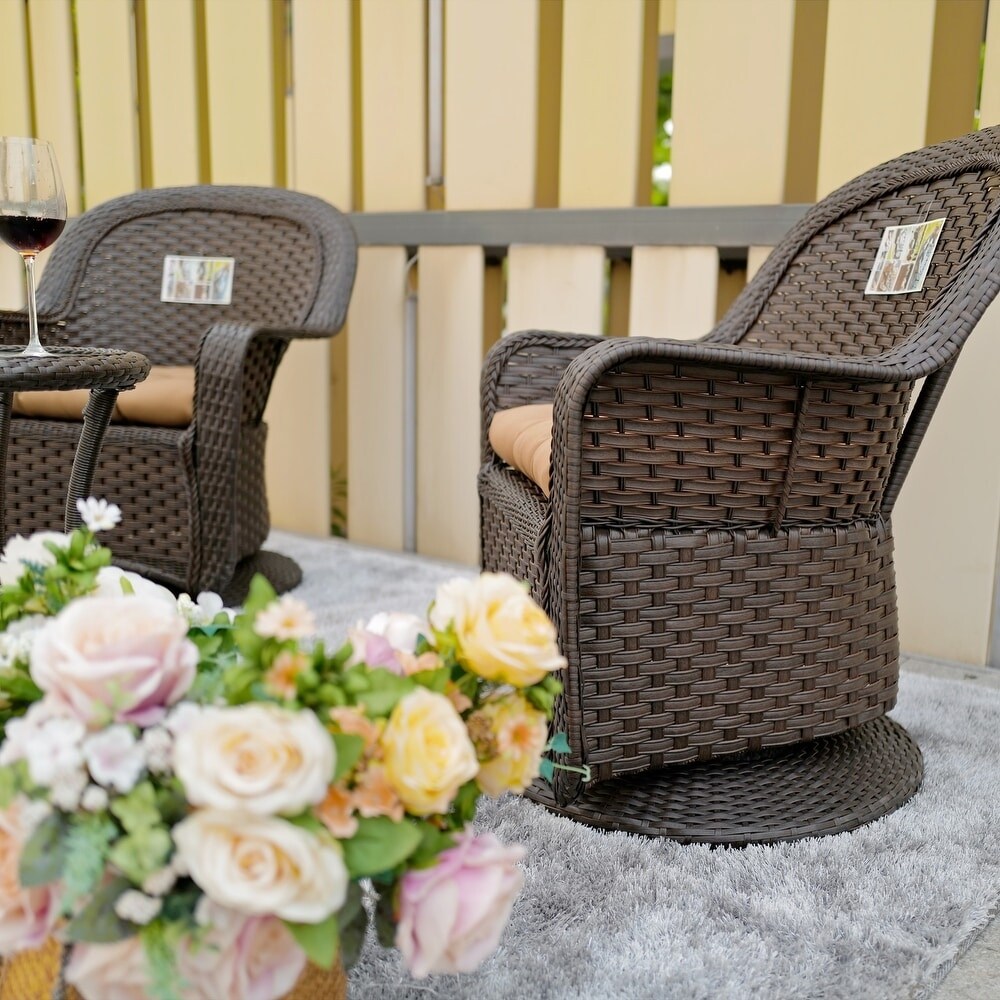7-Piece Swivel Chairs Chat Set with Round Coffee Table