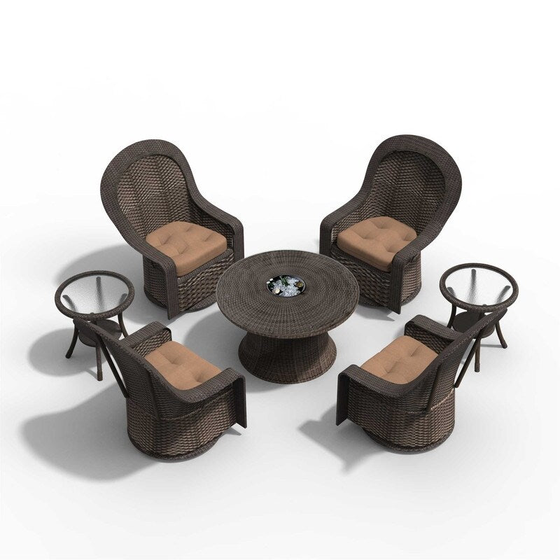 7-Piece Swivel Chairs Chat Set with Round Coffee Table