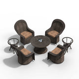7-Piece Swivel Chairs Chat Set with Round Coffee Table