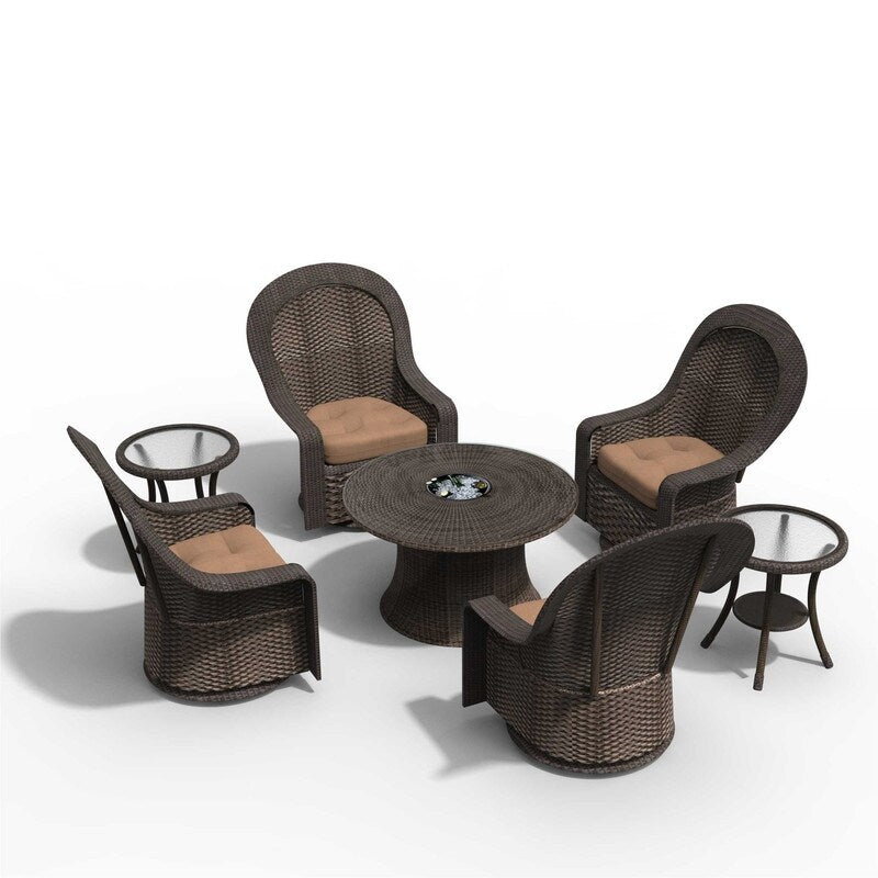 7-Piece Swivel Chairs Chat Set with Round Coffee Table