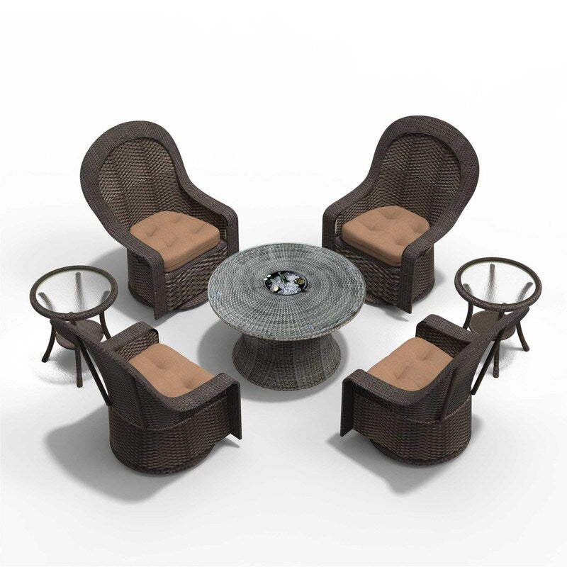 7-Piece Swivel Chairs Chat Set with Round Coffee Table