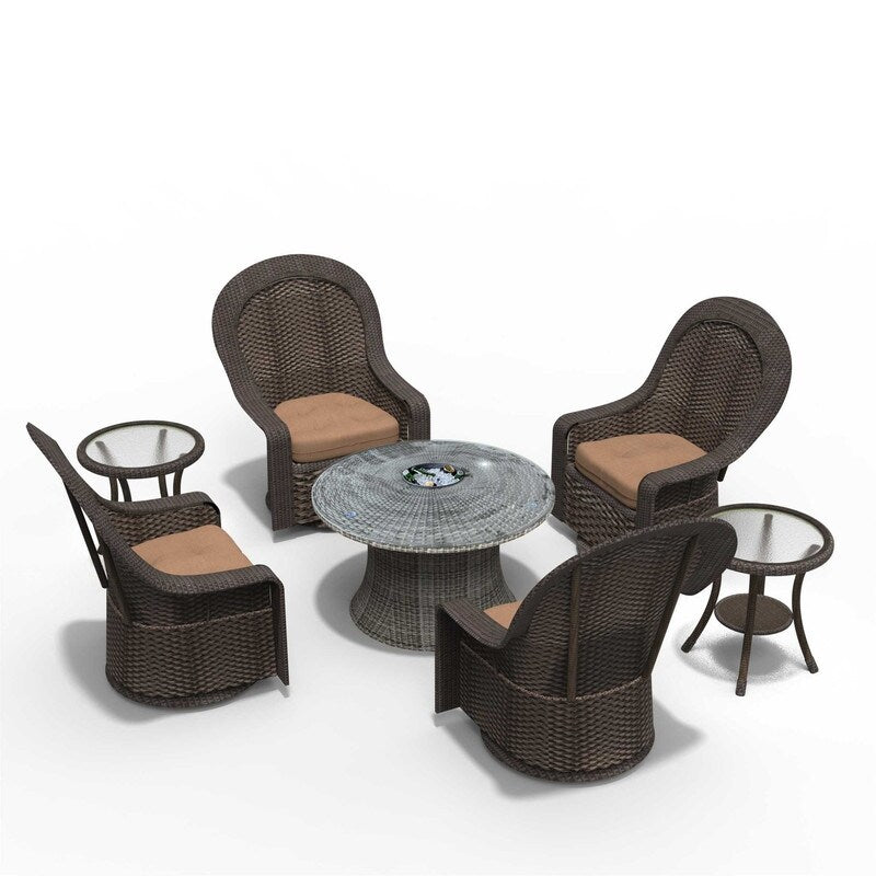 7-Piece Swivel Chairs Chat Set with Round Coffee Table