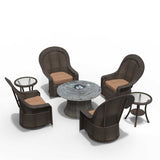7-Piece Swivel Chairs Chat Set with Round Coffee Table