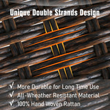 7-Piece Wood-look Table & 6 Rattan Swivel Chairs Outdoor Dining Set
