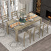 7-Piece Wooden Extendable Dining Table Set with 12" Leaf and 2 Drawers, 6 Chairs