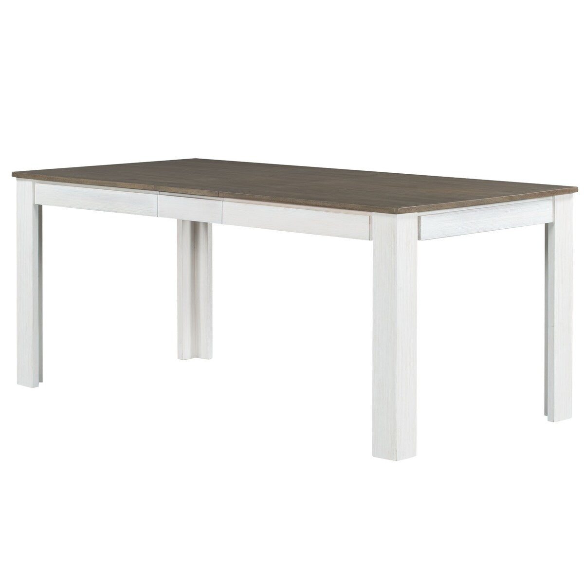 7-Piece Wooden Extendable Dining Table Set with 12" Leaf and 2 Drawers, 6 Chairs