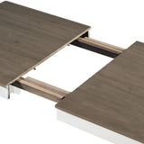 7-Piece Wooden Extendable Dining Table Set with 12" Leaf and 2 Drawers, 6 Chairs