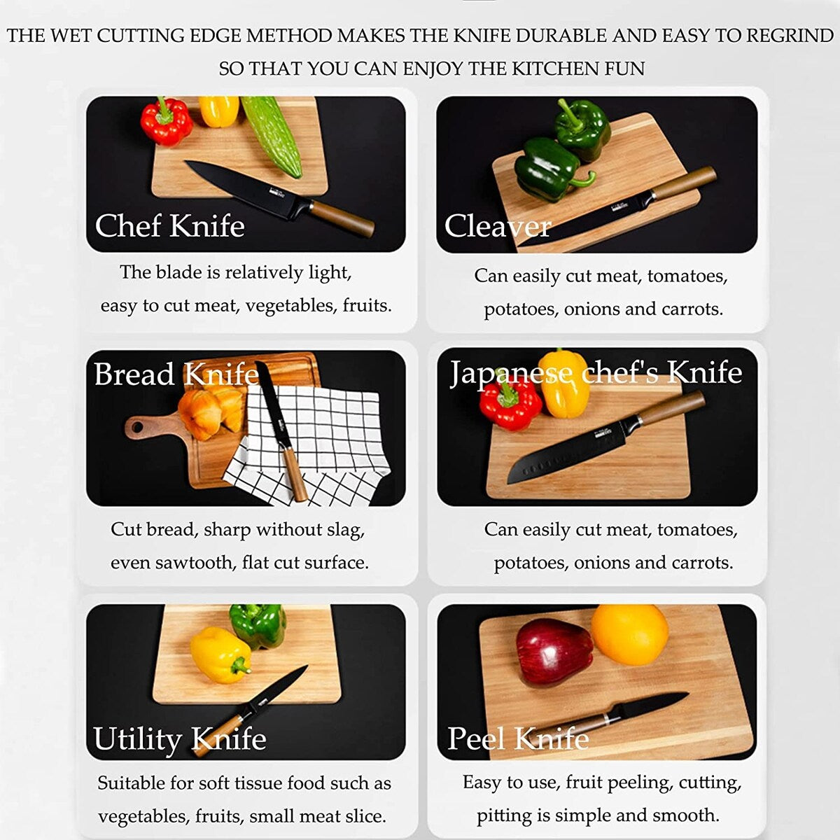 7-Pieces Kitchen Knife Set with Wooden Block
