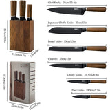 7-Pieces Kitchen Knife Set with Wooden Block