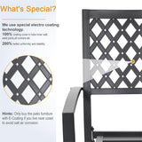 MAISON ARTS 7 Pieces Outdoor Dining Set for 6, Large Round Dining Table with Umbrella Hole & Stackable Metal Chairs