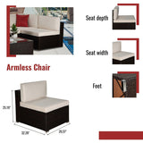 7-Pieces Outdoor Garden Patio Furniture Sets for 5-7, PE Rattan Wicker Sectional Cushioned Sofa Sets with 2 Free Pillows