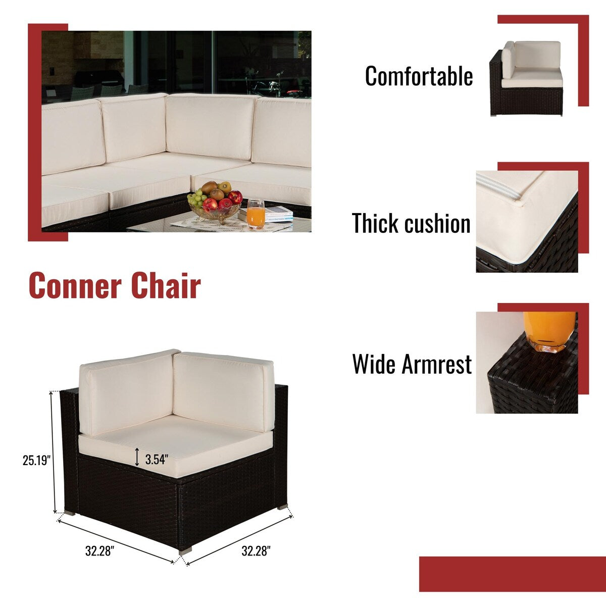 7-Pieces Outdoor Garden Patio Furniture Sets for 5-7, PE Rattan Wicker Sectional Cushioned Sofa Sets with 2 Free Pillows