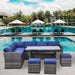 7 Pieces Outdoor Sectional Furniture Set with Table, Chairs & Ottomans